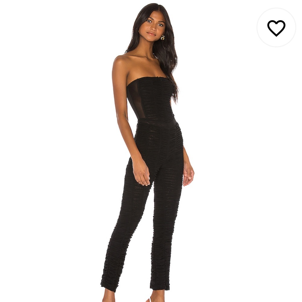 I AM GIA black mesh strapless jumpsuit